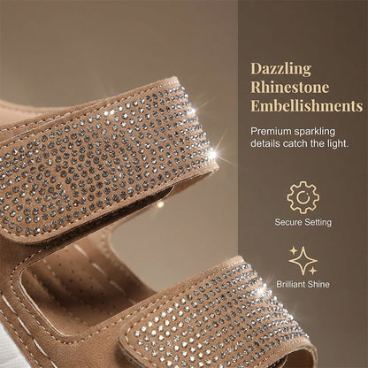 🔥 50% RABATT ✨👡 Glittrande kilklackssandaler med strass 💖 Elegant design, skön komfort & perfekt för sommarens alla tillfällen 🌸
