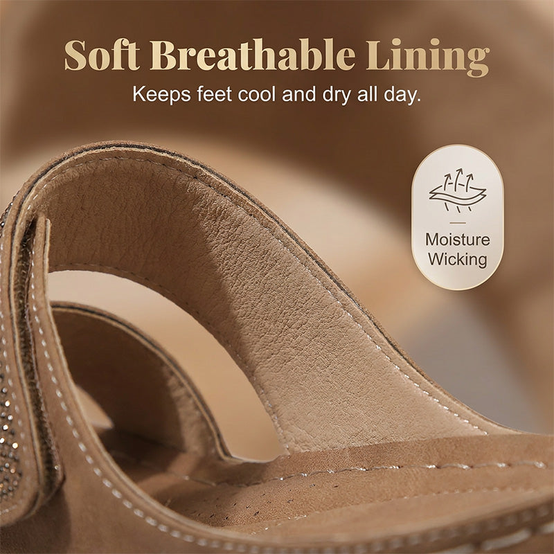🔥 50% RABATT ✨👡 Glittrande kilklackssandaler med strass 💖 Elegant design, skön komfort & perfekt för sommarens alla tillfällen 🌸