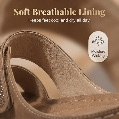 🔥 50% RABATT ✨👡 Glittrande kilklackssandaler med strass 💖 Elegant design, skön komfort & perfekt för sommarens alla tillfällen 🌸