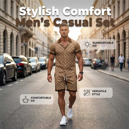 🔥 50% RABATT 👕☀️ Herr 2-delat Sommarset ✨ Trendigt tryck, bekväm passform & perfekt för sommarens alla tillfällen 🌴