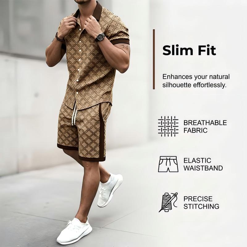 🔥 50% RABATT 👕☀️ Herr 2-delat Sommarset ✨ Trendigt tryck, bekväm passform & perfekt för sommarens alla tillfällen 🌴