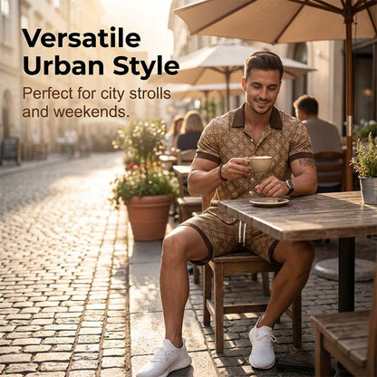 🔥 50% RABATT 👕☀️ Herr 2-delat Sommarset ✨ Trendigt tryck, bekväm passform & perfekt för sommarens alla tillfällen 🌴