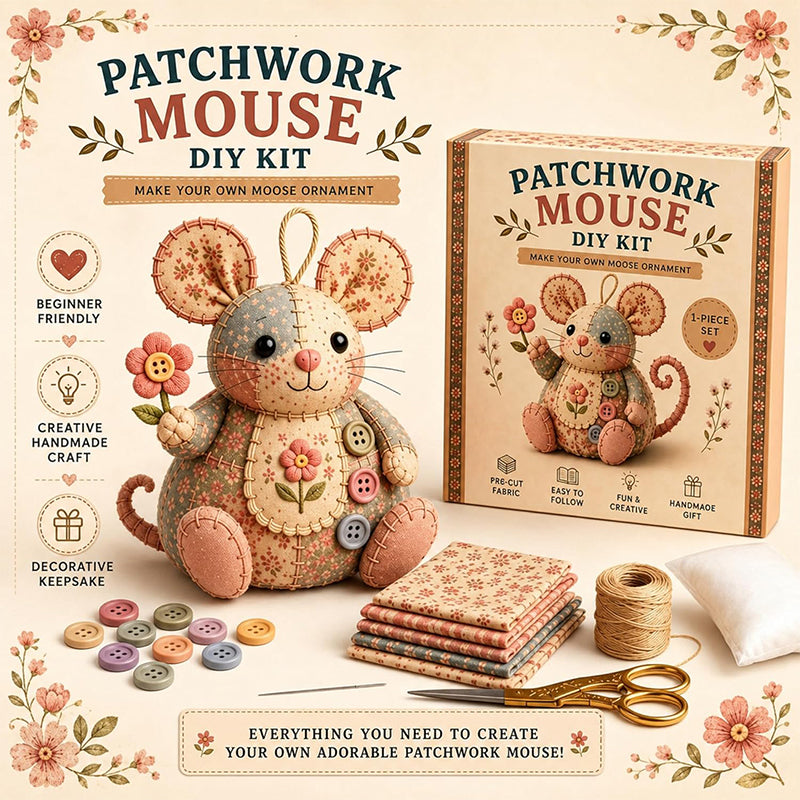 🔥 50% RABATT 🧵🐭 Vintage lapptäcksmus DIY-kit ✨ Allt inkluderat – skapa charmiga handgjorda möss enkelt, perfekt för nybörjare 🌿