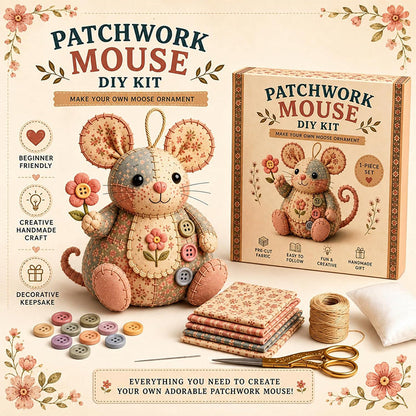 🔥 50% RABATT 🧵🐭 Vintage lapptäcksmus DIY-kit ✨ Allt inkluderat – skapa charmiga handgjorda möss enkelt, perfekt för nybörjare 🌿