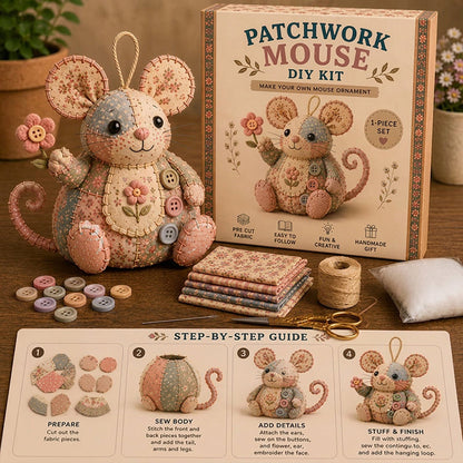 🔥 50% RABATT 🧵🐭 Vintage lapptäcksmus DIY-kit ✨ Allt inkluderat – skapa charmiga handgjorda möss enkelt, perfekt för nybörjare 🌿