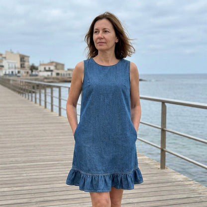 🔥 50% RABATT 👗🌸 Lätt ärmlös volangklänning med knappar bak ✨ feminin, luftig & perfekt för sommarens alla tillfällen ☀️