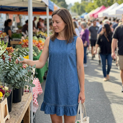 🔥 50% RABATT 👗🌸 Lätt ärmlös volangklänning med knappar bak ✨ feminin, luftig & perfekt för sommarens alla tillfällen ☀️
