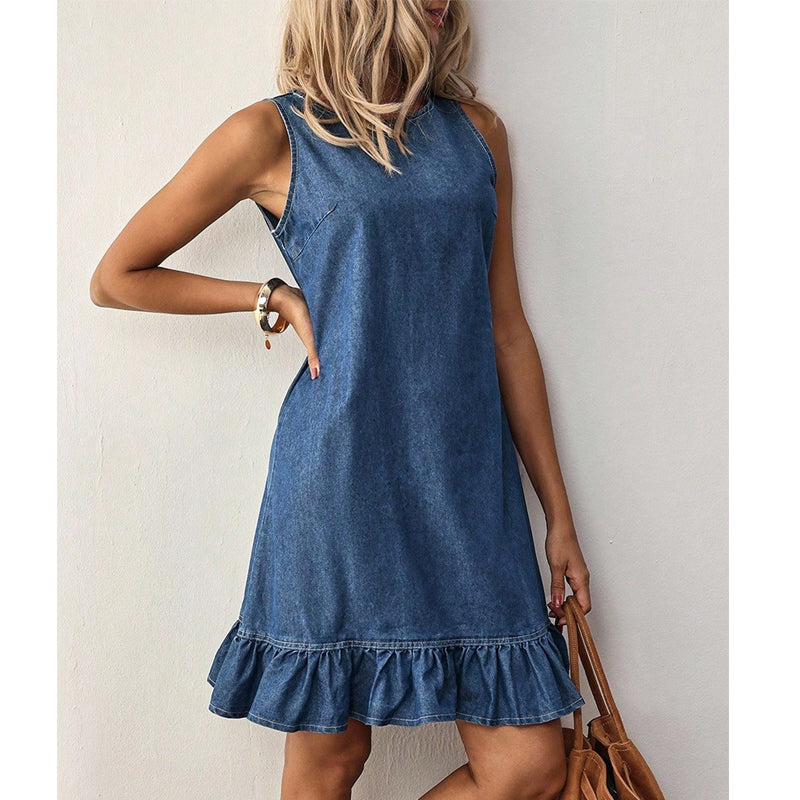 🔥 50% RABATT 👗🌸 Lätt ärmlös volangklänning med knappar bak ✨ feminin, luftig & perfekt för sommarens alla tillfällen ☀️