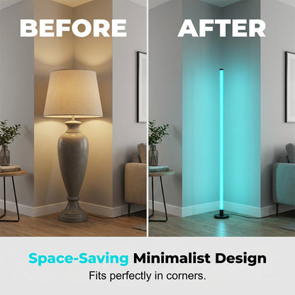 💥 50% RABATT 🌈 RGB Corner Floor Lamp 💡 Justerbart ljus, modern stil & perfekt för vardagsrum, sovrum eller spelhörna ✨