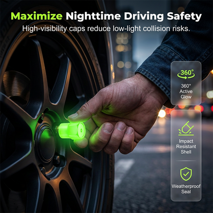 🔥 50% RABATT ⏰ Universella självlysande ventillock till däck 🚗✨ För bättre synlighet, säkerhet & cool stil på vägen 🌙