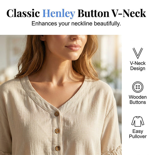 🔥 50% RABATT 💫 Damtröja med V-ringning & volangkant 👚 Elegant, feminin & perfekt för vardag och fest ✨