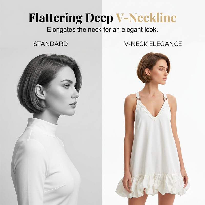 🔥 50% RABATT NU! 👗 Kvinnors V-ringad klänning med bubbelruffle 🌸 Lätt, luftig & perfekt för sommarens varma dagar ✨