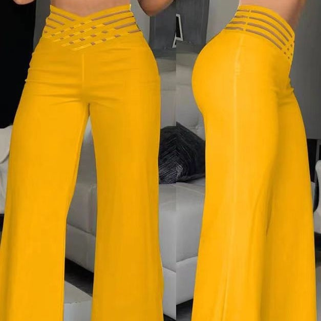 🔥 50% RABATT 👖 Casual byxor med hög midja & vida ben för kvinnor ✨ Lätt, luftig & perfekt för en stilren vardagslook 🌿