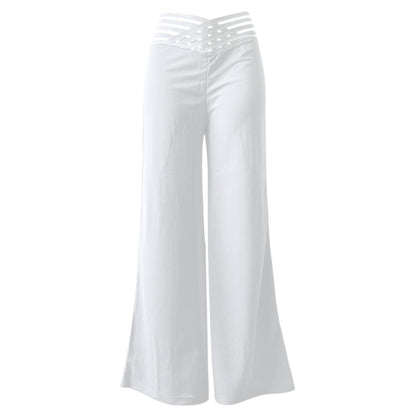 🔥 50% RABATT 👖 Casual byxor med hög midja & vida ben för kvinnor ✨ Lätt, luftig & perfekt för en stilren vardagslook 🌿