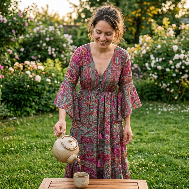🔥 50% RABATT 🌸 Bohemisk blommig maxi klänning för kvinnor ✨ Luftig, elegant & perfekt för sommarens alla tillfällen ☀️