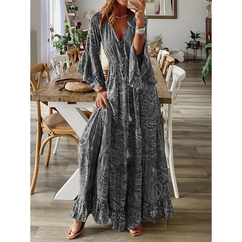 🔥 50% RABATT 🌸 Bohemisk blommig maxi klänning för kvinnor ✨ Luftig, elegant & perfekt för sommarens alla tillfällen ☀️