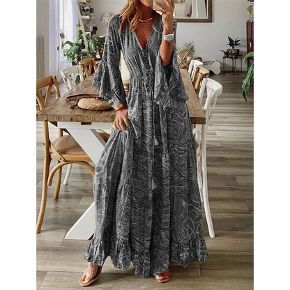 🔥 50% RABATT 🌸 Bohemisk blommig maxi klänning för kvinnor ✨ Luftig, elegant & perfekt för sommarens alla tillfällen ☀️