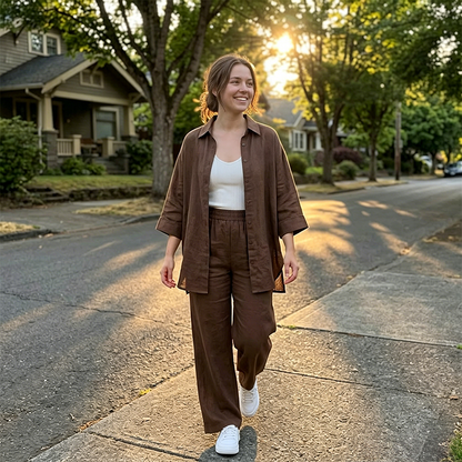 🔥 50% RABATT 👗 Casual 2-delat set för kvinnor – bekvämt, luftigt & stilrent ✨ Perfekt för vardag, hem eller utekvällar 🌿