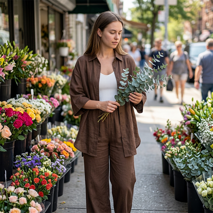 🔥 50% RABATT 👗 Casual 2-delat set för kvinnor – bekvämt, luftigt & stilrent ✨ Perfekt för vardag, hem eller utekvällar 🌿