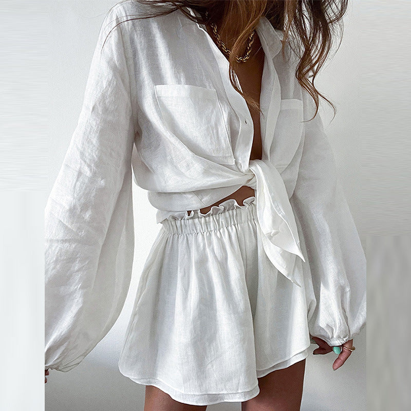 🔥 50% RABATT ☀️ 2-delat sommerset för kvinnor 👚🩳 Lätt skjorta + shorts – luftig, stilren & perfekt för varma dagar 🌿✨