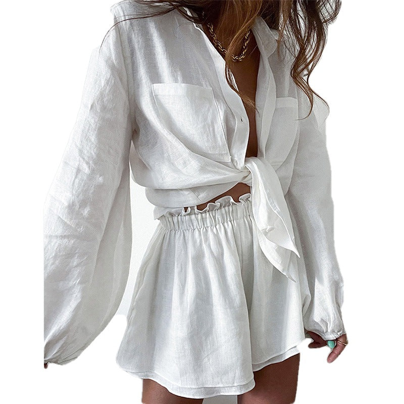 🔥 50% RABATT ☀️ 2-delat sommerset för kvinnor 👚🩳 Lätt skjorta + shorts – luftig, stilren & perfekt för varma dagar 🌿✨