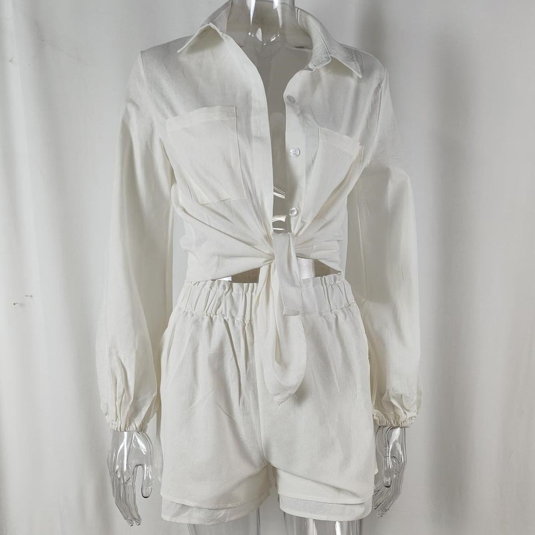 🔥 50% RABATT ☀️ 2-delat sommerset för kvinnor 👚🩳 Lätt skjorta + shorts – luftig, stilren & perfekt för varma dagar 🌿✨