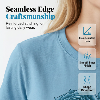 🔥 50% RABATT 👕🌹 Elegant premium T-shirt med blåros-design ✨ mjuk, stilren & perfekt för en modern vardagslook 🌿