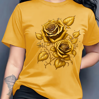 🔥 50% RABATT 👕🌹 Elegant premium T-shirt med blåros-design ✨ mjuk, stilren & perfekt för en modern vardagslook 🌿