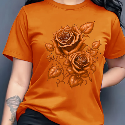 🔥 50% RABATT 👕🌹 Elegant premium T-shirt med blåros-design ✨ mjuk, stilren & perfekt för en modern vardagslook 🌿