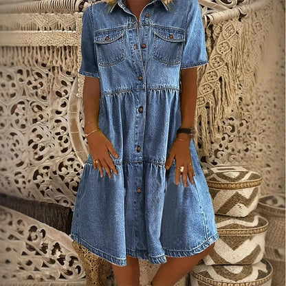 🔥 HALVA PRISET 👗 Elegant denimklänning för damer ✨ Tidlös stil, hög komfort & en favorit hela sommaren ☀️