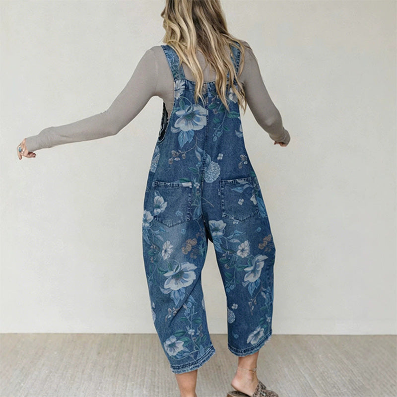 💥 50% RABATT 🌿 Vintage Jeans-Latzhose för dam med blommigt mönster 👖 romantisk retrostil, bekväm passform & perfekt för sommarlooks ☀️✨
