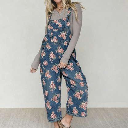 💥 50% RABATT 🌿 Vintage Jeans-Latzhose för dam med blommigt mönster 👖 romantisk retrostil, bekväm passform & perfekt för sommarlooks ☀️✨