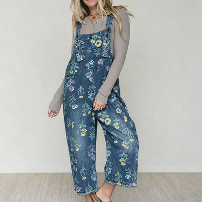 💥 50% RABATT 🌿 Vintage Jeans-Latzhose för dam med blommigt mönster 👖 romantisk retrostil, bekväm passform & perfekt för sommarlooks ☀️✨