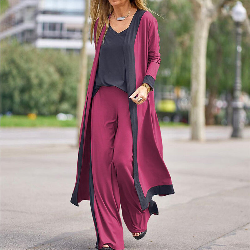 💥 LÄGST PRIS NU 👗 3-delat damset med cardigan, väst & wide leg byxor ✨ Bekvämt material som andas och ger en avslappnad men chic stil hela dagen 🌸