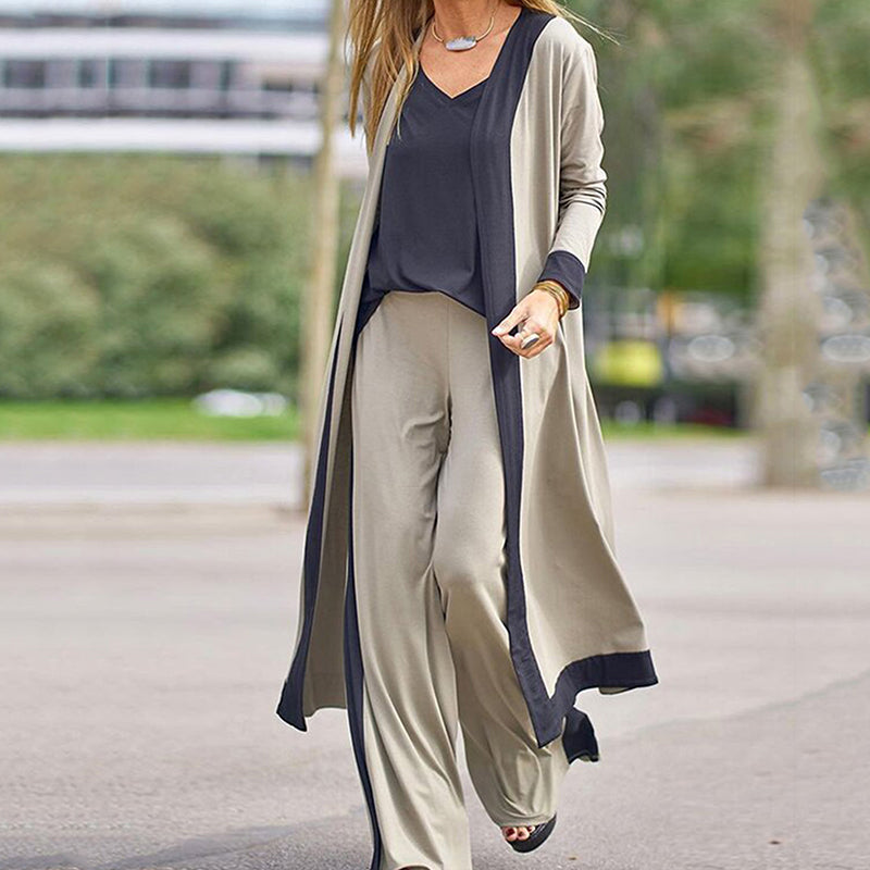 💥 LÄGST PRIS NU 👗 3-delat damset med cardigan, väst & wide leg byxor ✨ Bekvämt material som andas och ger en avslappnad men chic stil hela dagen 🌸