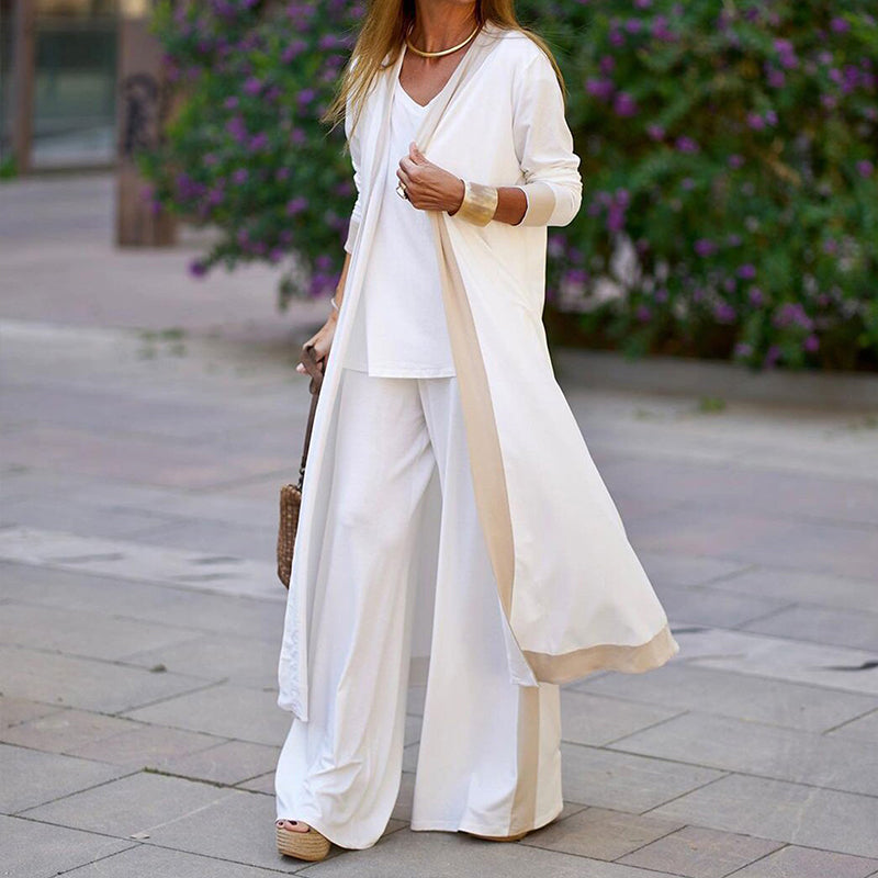 💥 LÄGST PRIS NU 👗 3-delat damset med cardigan, väst & wide leg byxor ✨ Bekvämt material som andas och ger en avslappnad men chic stil hela dagen 🌸