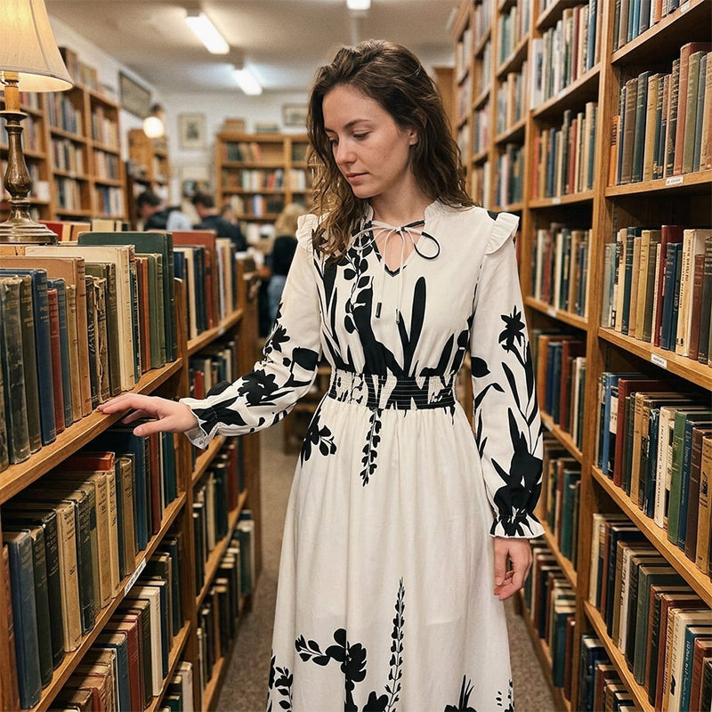 🔥 50% RABATT 👗 Blommig maxiklänning med V-ringning 🌸 Luftig elegans, smickrande passform & perfekt för sommarens alla tillfällen ✨