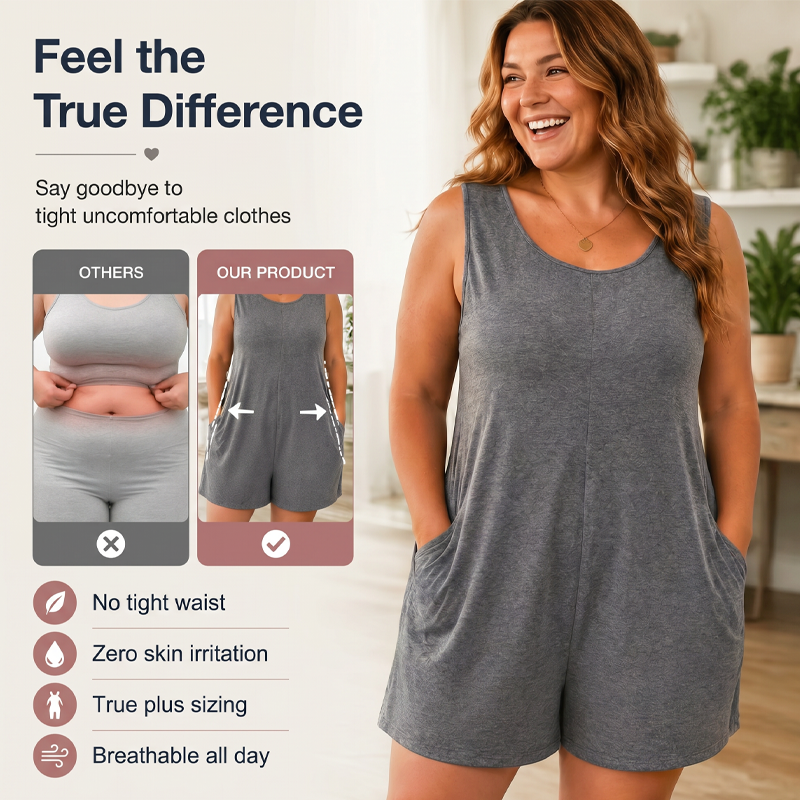 👗 TIDBEGRÄNSAD 50% RABATT! 💥 Ärmlös jumpsuit i plusstorlek med fickor för dam – Böljande, bekväm, mångsidig ✨