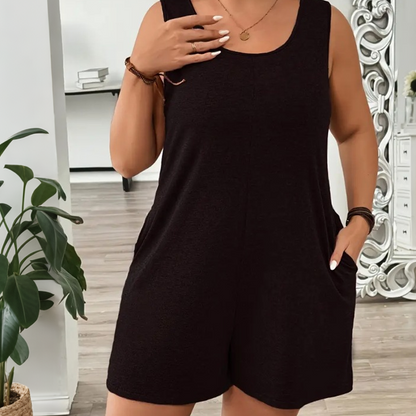 👗 TIDBEGRÄNSAD 50% RABATT! 💥 Ärmlös jumpsuit i plusstorlek med fickor för dam – Böljande, bekväm, mångsidig ✨