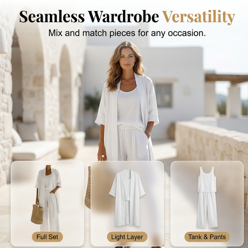 🔥 50% RABATT 👗 3-delat sommarset för kvinnor ✨ Lätt, elegant & perfekt för varma sommardagar ☀️