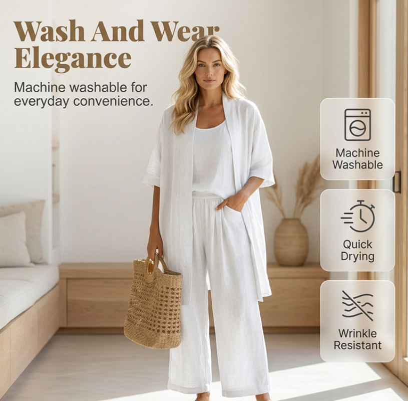🔥 50% RABATT 👗 3-delat sommarset för kvinnor ✨ Lätt, elegant & perfekt för varma sommardagar ☀️