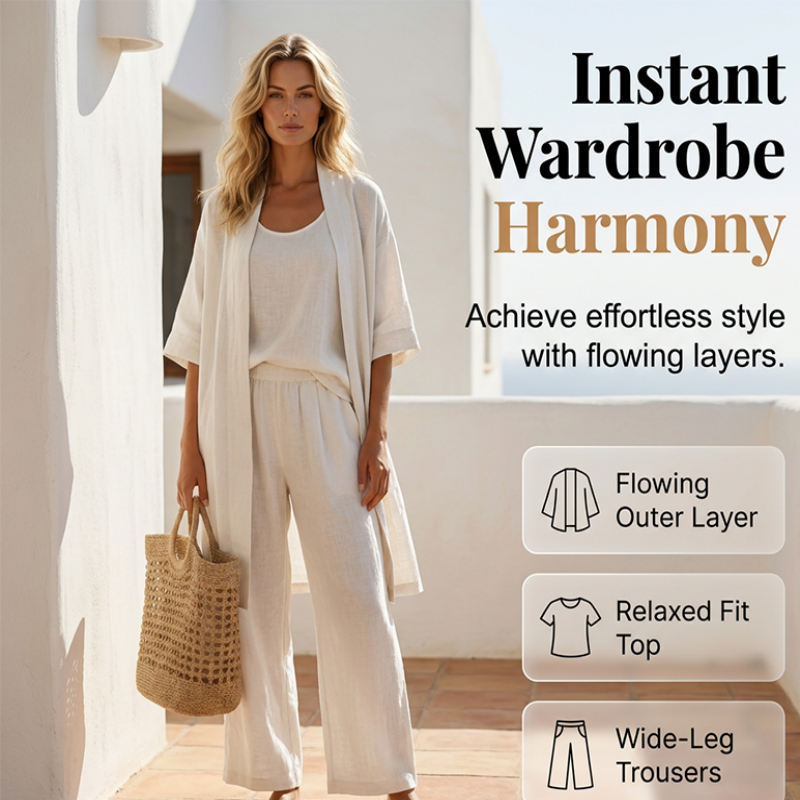 🔥 50% RABATT 👗 3-delat sommarset för kvinnor ✨ Lätt, elegant & perfekt för varma sommardagar ☀️