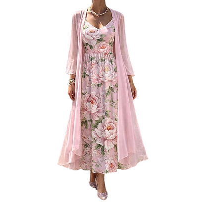 👗👗Elegant tvådelat klädset med blommönster för damer✨