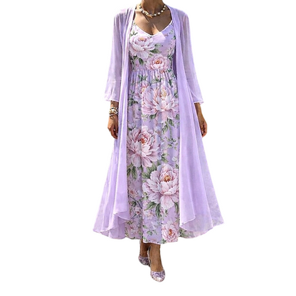 👗👗Elegant tvådelat klädset med blommönster för damer✨
