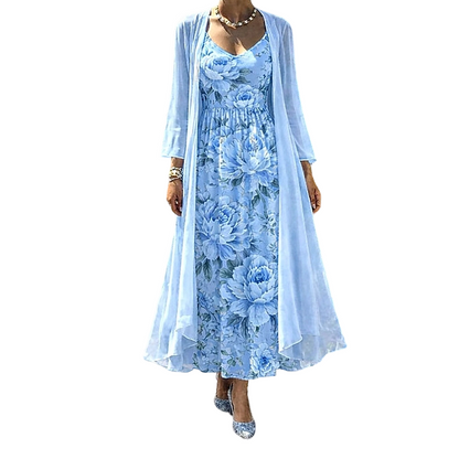 👗👗Elegant tvådelat klädset med blommönster för damer✨