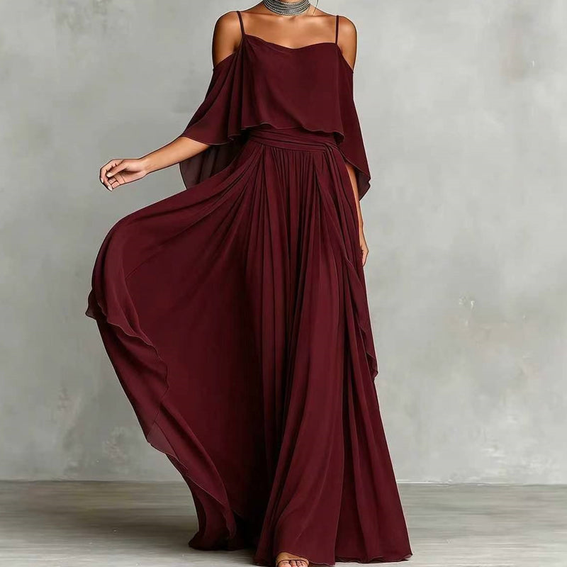 👗 50% RABATT! 💃 Cold shoulder maxiklänning – Elegant & flödande design – Framhäver axlarna, smickrande passform & mjukt fall – perfekt för fest, bröllop eller varma sommarkvällar 🌿✨
