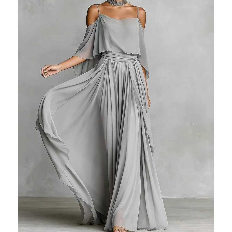 👗 50% RABATT! 💃 Cold shoulder maxiklänning – Elegant & flödande design – Framhäver axlarna, smickrande passform & mjukt fall – perfekt för fest, bröllop eller varma sommarkvällar 🌿✨