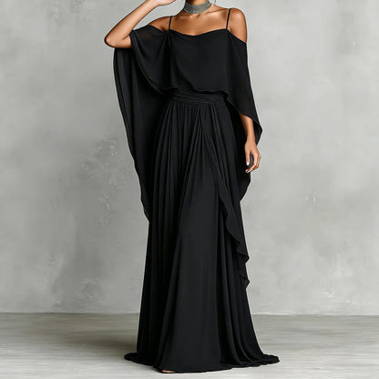 👗 50% RABATT! 💃 Cold shoulder maxiklänning – Elegant & flödande design – Framhäver axlarna, smickrande passform & mjukt fall – perfekt för fest, bröllop eller varma sommarkvällar 🌿✨