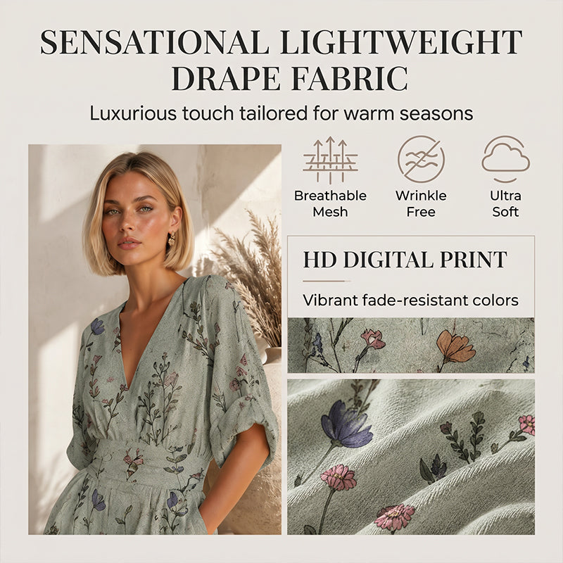🌸Elegant jumpsuit med V-ringning och tryck för damer – 50% RABATT! ✨