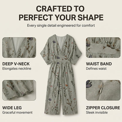 🌸Elegant jumpsuit med V-ringning och tryck för damer – 50% RABATT! ✨